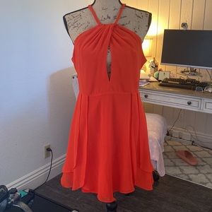 Elegant Orange Halter Dress
